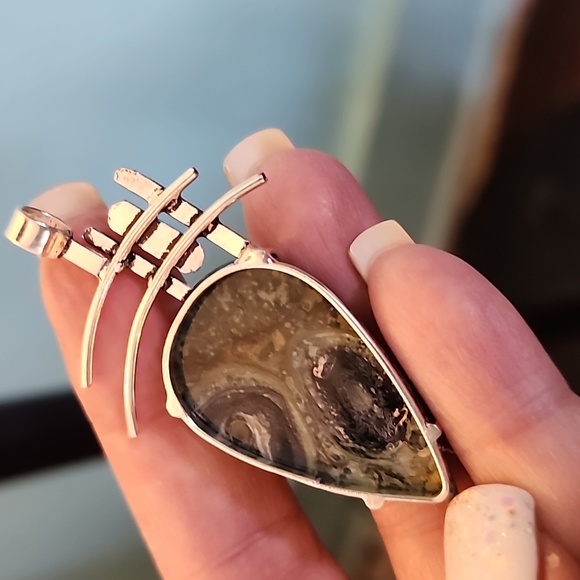 Kambaba Jasper and sterling silver Pendant - Picture 2 of 3